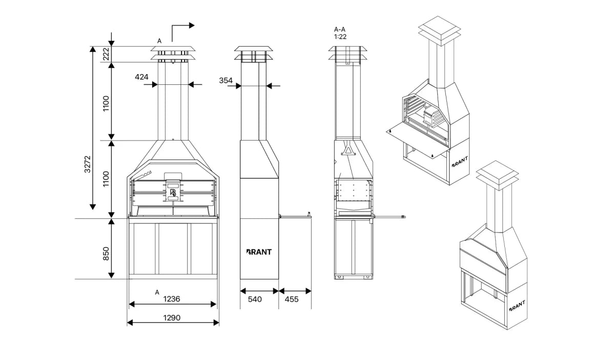 Vrijstaande braai 120 cm - Braai - Braaihoutshop