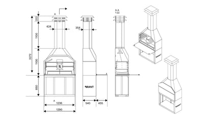 Vrijstaande braai 120 cm - Braai - Braaihoutshop